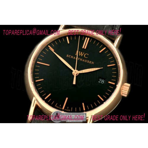 IWC Portifino Ladies RG/LE Black Sticks Swiss Qtz