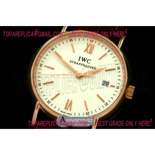 IWC Portifino Ladies RG/LE White Roman Swiss Qtz
