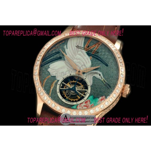 Jaeger LeCoultre Porcelian Crane Tourbillon R/LE Green Flying Tourbillon Jaeger LeCoultre Porcelian Crane Tourbillon R/LE Green Flying Tourbillon