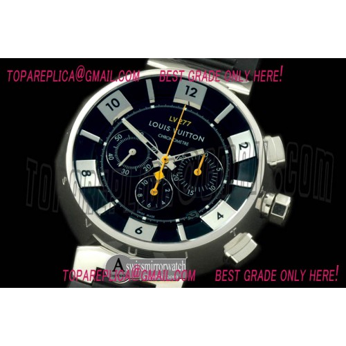 Louis Vuitton Tambour 227 Chrono SS/RU Blk A-7750 Mod