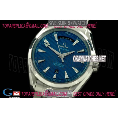 Omega  Aqua Terra Day/Date SS/SS Blue Swiss 283