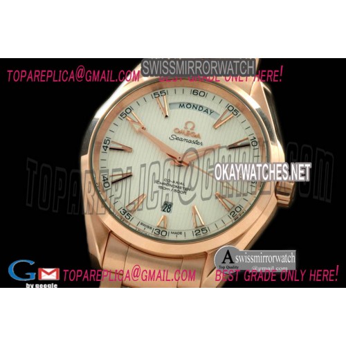 Omega Aqua Terra Day/Date RG/RG White Swiss 2836