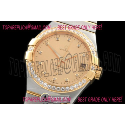 Omega Double Eagle Men Auto SS/YG Gold Diam Miyota 9105