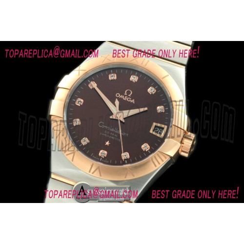 Omega Double Eagle Men Auto SS/RG Brown Diam Miyota 9105 Omega Double Eagle Men Auto SS/RG Brown Diam Miyota 9105