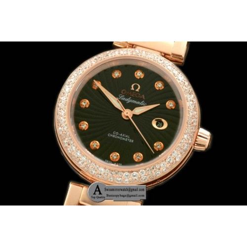 Omega Deville Ladymatic Mid 425.65.34.20.51.001 Rose Gold/Rose Gold Black A-2836 Replica Watches Omega Deville Ladymatic Mid 425.65.34.20.51.001 Rose Gold/Rose Gold Black A-2836 Replica Watches