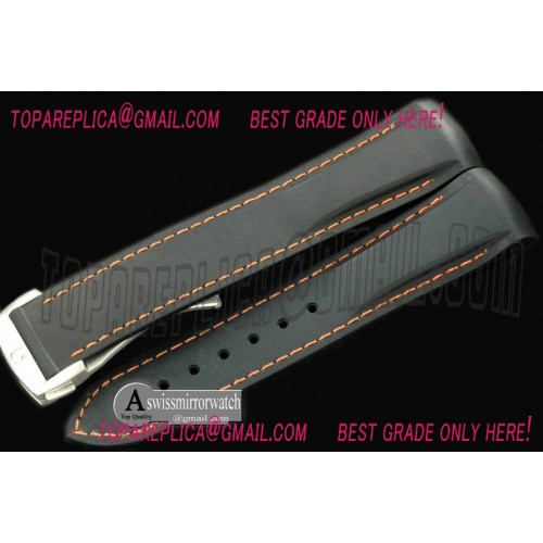 Omega Rubber Strap For 42mm Ceramic Planet Ocean - Black/Orange