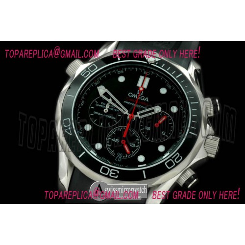 Omega Diver Pro 300M Chrono SS/RU Black Jap Qtz