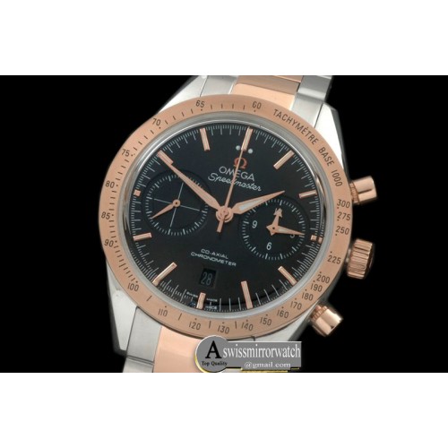 Omega Speedmaster Moon Watch SS/RG Black Stick A-7750 Omega Speedmaster Moon Watch SS/RG Black Stick A-7750