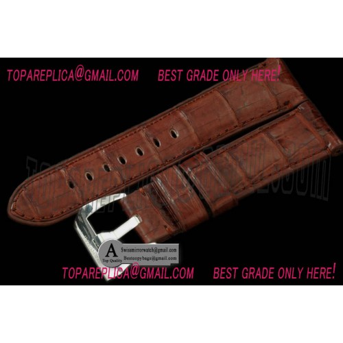 Replica Officine Panerai 24/22 Handsewn American Croc Leather Strap - Walnut