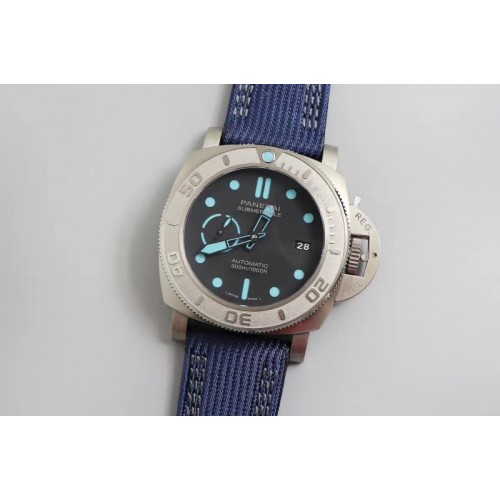 Panerai PAM985 Mike Horn Submersible VSF 1:1 Best Edition Black Dial on Blue Nylon Strap P.9010 Clone