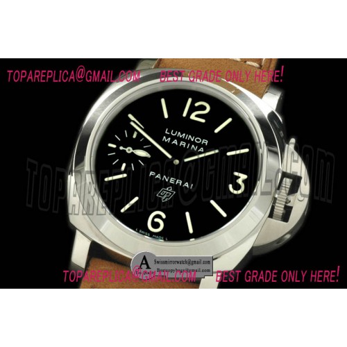 Replica Officine Panerai Luminor Marina 44mm Pam 005M Logo SS/Leather Black Asian 6497 H/W Watches