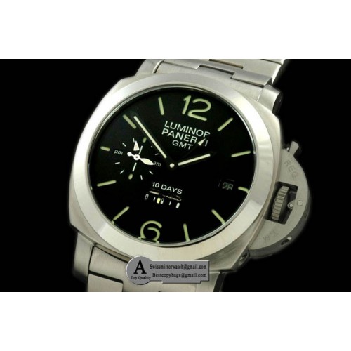 Panerai Pam 270 Luminor Marina 44mm 10 Days GMT SS SS Black Asian 23J Replica Watches