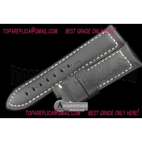 Panerai 24/22 Calf Leather Black/White Stitches for 44mm Panerai