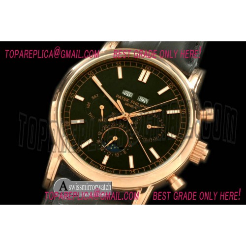 Patek Philippe Calendar Complications RG/LE Black Sticks Asian 2813