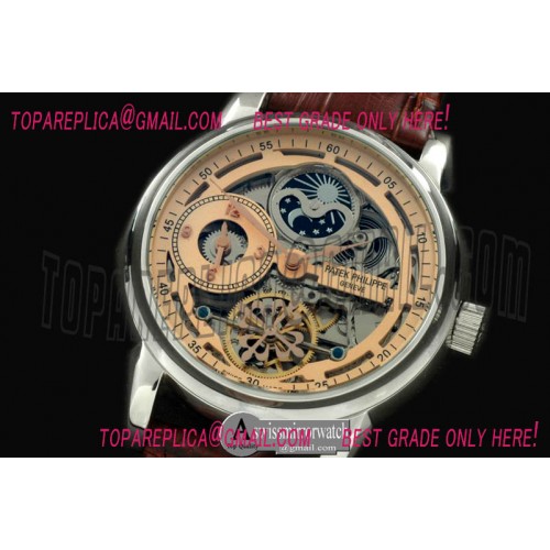 Patek Philippe Skeleton Duo Time/Moon Phase SS/LE R-Gold Asian 2813