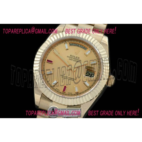 Rolex President/Fluted YG Gold Glazier Sticks Asian Clone