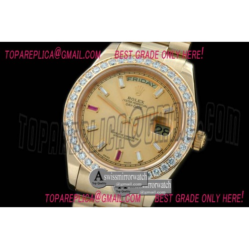 Rolex President/Diam YG Gold Glazier Sticks Asian Clone