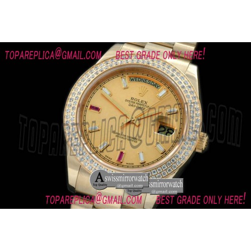 Rolex President/Diam YG Gold Glazier Sticks Asian Clone