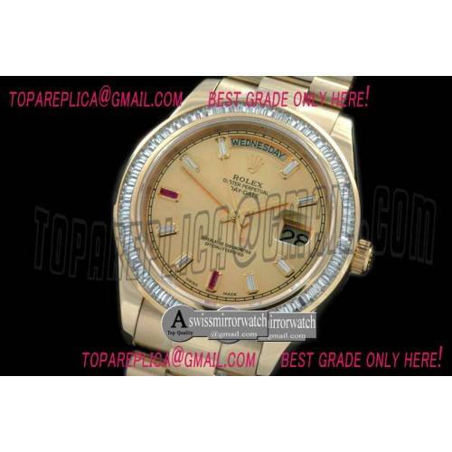 Rolex President/Diam YG Gold Glazier Sticks Asian Clone