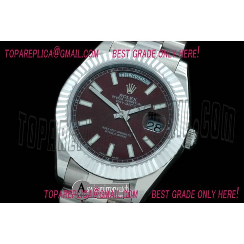 Rolex President/Fluted SS Brown Sticks Asian Clone 2836