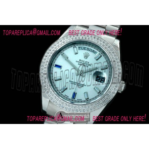 Rolex President/Diam SS Ice Blue Glazier Sticks Asian Clone 2836 Rolex President/Diam SS Ice Blue Glazier Sticks Asian Clone 2836