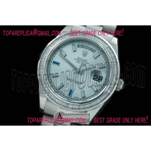 Rolex President/Diam SS Ice Blue Glazier Sticks Asian Clone 2836