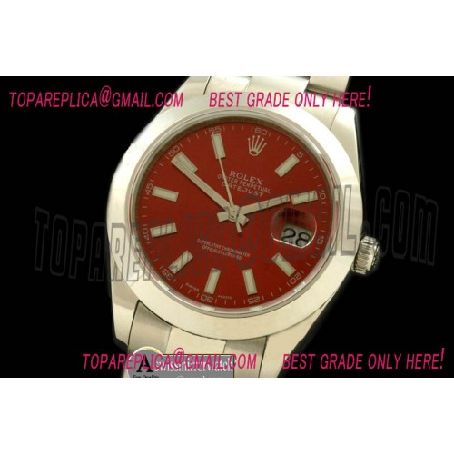Rolex SS Oyster Burgundy Sticks Asian Eta 2836-2