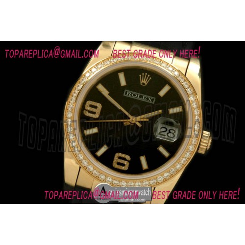 Rolex YG/LE Black Asian 2836/3135-Real Diamonds