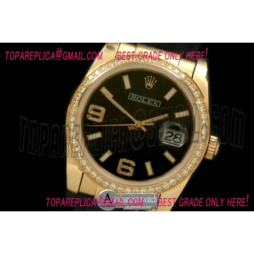 Rolex YG/LE Black Asian 2813 28800 -Real Diamonds