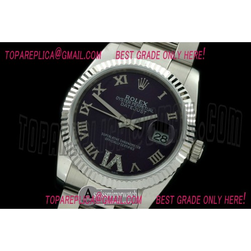 Rolex SS/SS Oyster Purple Roman/Diam 2836 Rolex SS/SS Oyster Purple Roman/Diam 2836