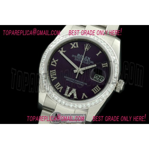 Rolex SS/SS Oyster Purple Roman/Diam 2836 Rolex SS/SS Oyster Purple Roman/Diam 2836