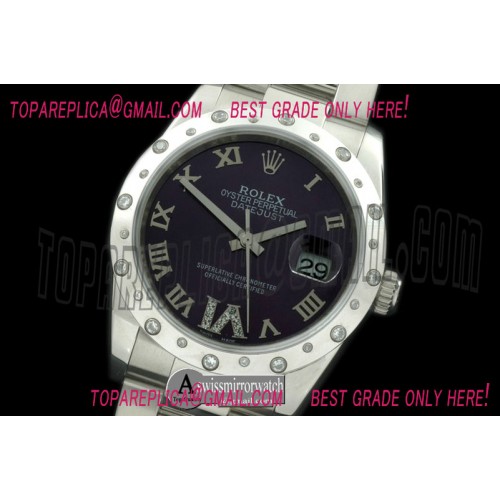 Rolex SS/SS Oyster Purple Roman/Diam 2836 Rolex SS/SS Oyster Purple Roman/Diam 2836