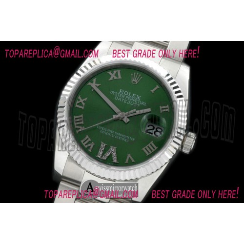 Rolex SS/SS Oyster Green Roman/Diam 2836