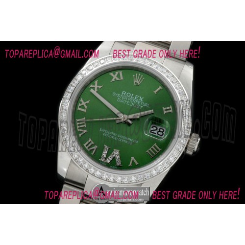 Rolex SS/SS Oyster Green Roman/Diam 2836 Rolex SS/SS Oyster Green Roman/Diam 2836