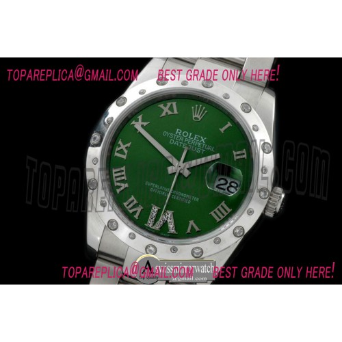 Rolex  SS/SS Oyster Green Roman/Diam 2836