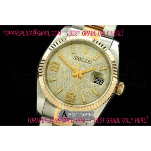 Rolex SS/YG TT Champagne Asian Eta 2836/3135- Real Diamond Rolex SS/YG TT Champagne Asian Eta 2836/3135- Real Diamond