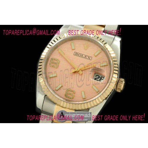 Rolex SS/YG TT Salmon Asian Eta 2836/3135- Real Diamonds