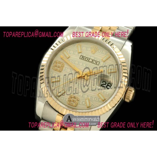 Rolex SS/YG TT Champagne Asian Eta 2836/3135- Real Diamonds Rolex SS/YG TT Champagne Asian Eta 2836/3135- Real Diamonds