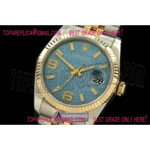 Rolex SS/YG TT Blue Asian Eta 2836/3135- Real Diamonds Rolex SS/YG TT Blue Asian Eta 2836/3135- Real Diamonds