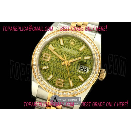 Rolex SS/YG TT Khaki Asian Eta 2836/3135-Real Diamonds