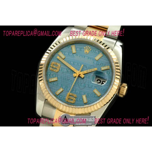 Rolex SS/YG TT Blue Asian 2813 - Real Diamonds