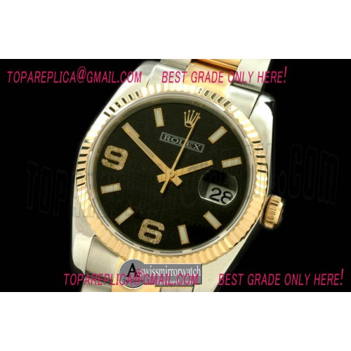 Rolex SS/YG TT Black Asian 2813 - Real Diamonds
