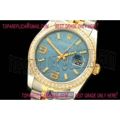 Rolex SS/YG TT Blue Asian 2813 - Real Diamonds