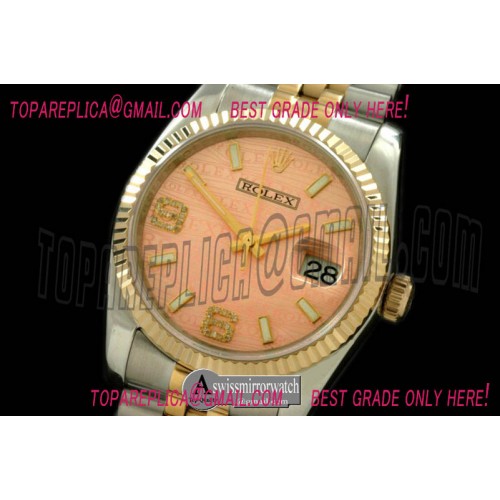 Rolex SS/YG TT Salmon Asian 2813 - Real Diamonds