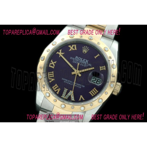 Rolex SS/YG Oyster Purple Roman/Diam 2836