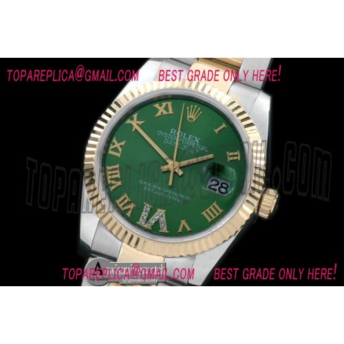 Rolex SS/YG Oyster Green Roman/Diam 2836