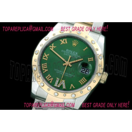 Rolex SS/YG Oyster Green Roman/Diam 2836