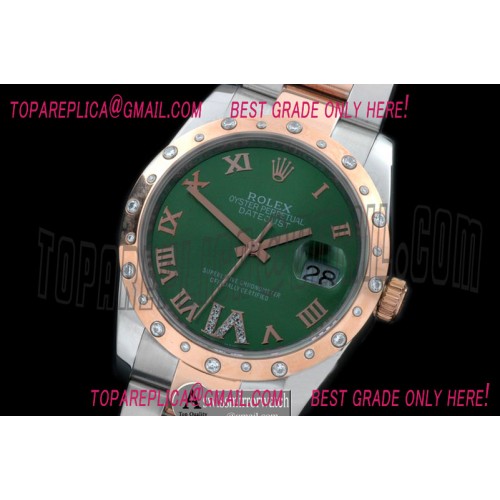 Rolex RG/SS Oyster Green Roman/Diam 2836