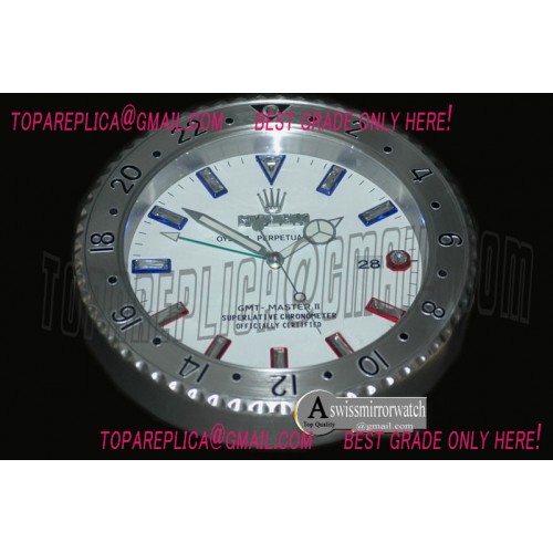 Rolex Dealer Clock GMT Style White Steel Swiss Quartz Rolex Dealer Clock GMT Style White Steel Swiss Quartz