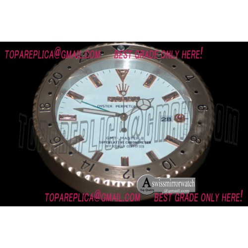 Rolex Dealer Clock GMT Style White Gold Swiss Quartz